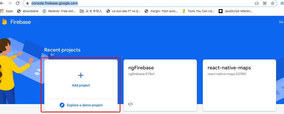 add a project in firebase